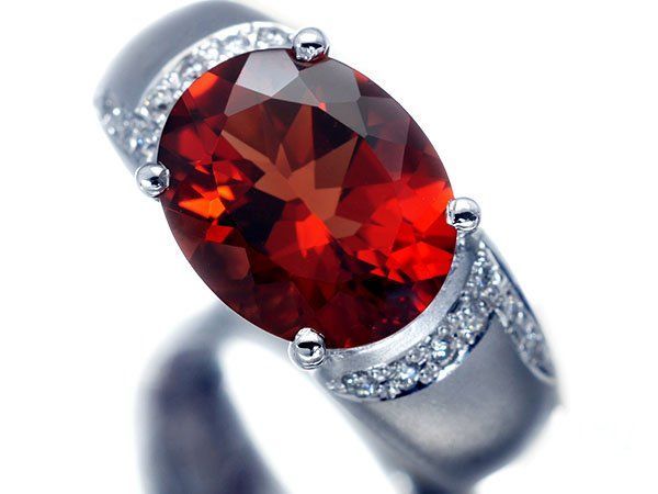 ジュエリー 超 宝石 上超大粒天然アンデシン2.90 ct＆天然ダイヤモンド0.13 ct Pt 900リング h 8114 zl