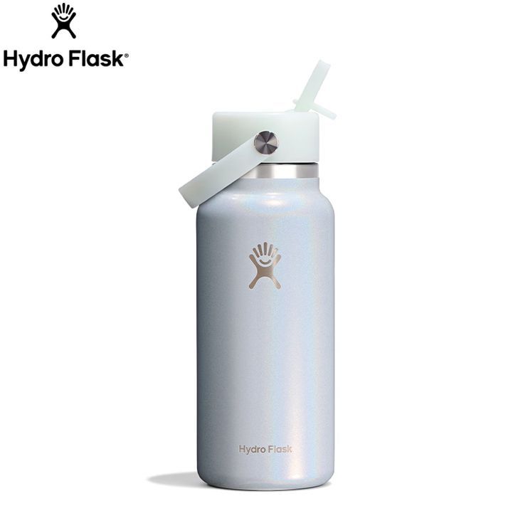 ハイドロフラスク Hydro Flask 32 oz Wide Mouth Flex Straw Glimmer Blue ランニング 保温 ボトル 陸上 ランニング用品
