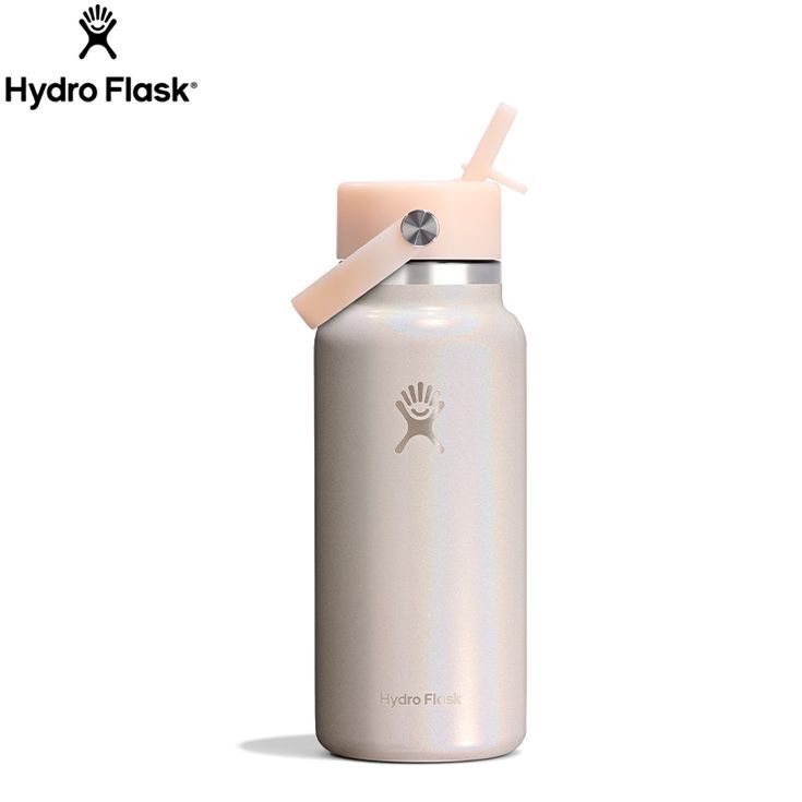 ハイドロフラスク Hydro Flask 32 oz Wide Mouth Flex Straw Glimmer Cream ランニング 保温 ボトル 陸上 ランニング用品