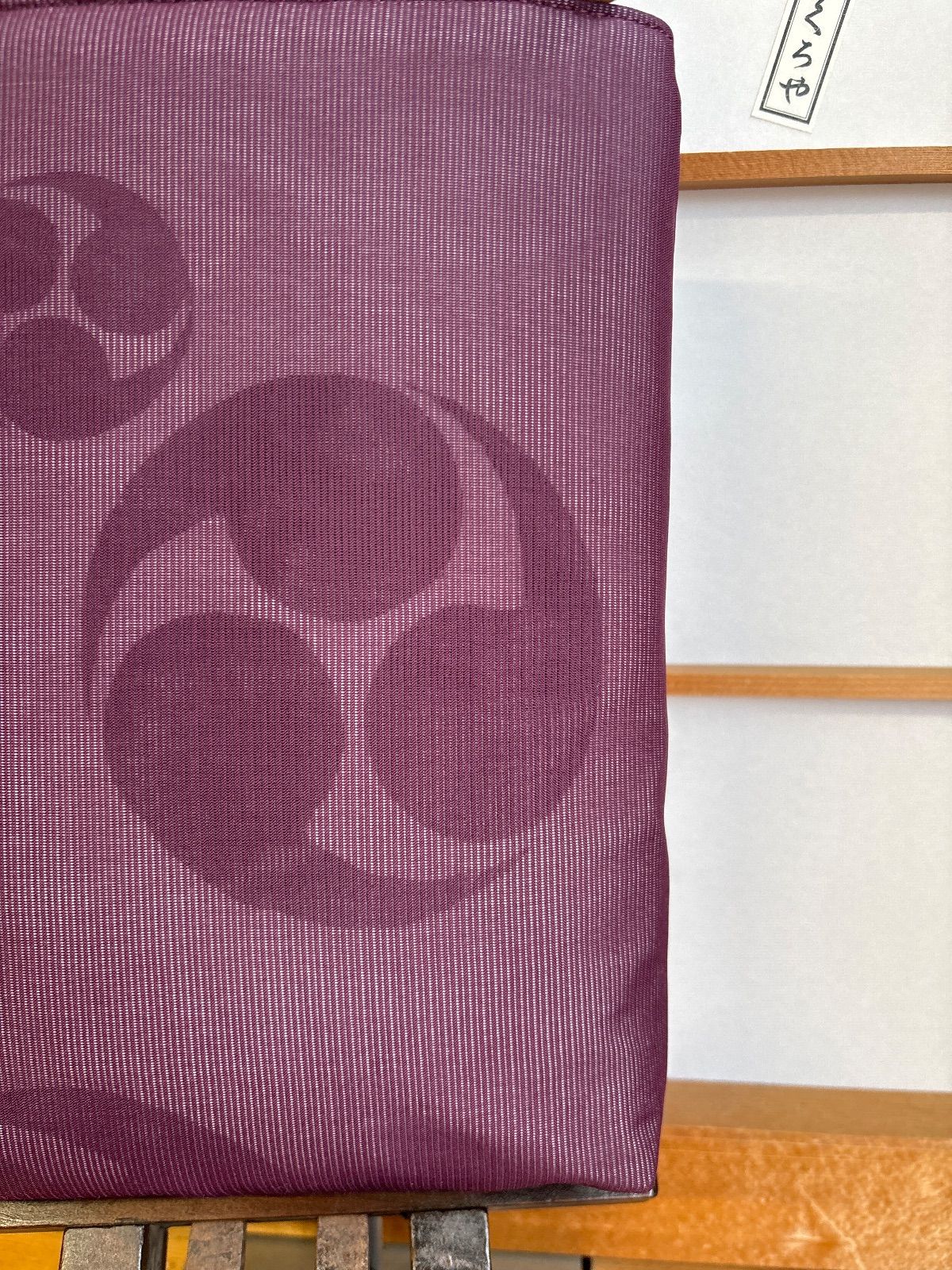 バンブー手提げ 絽掛け三巴えんじ系