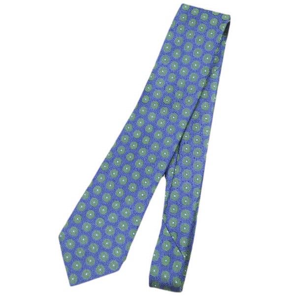CHARVET シャルベ フランス製 小紋柄シルクネクタイ ブルー ドット