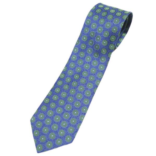 CHARVET シャルベ フランス製 小紋柄シルクネクタイ ブルー ドット