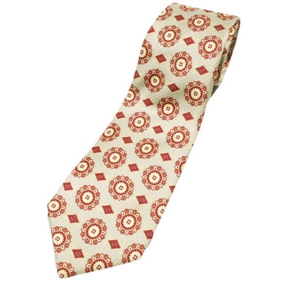 KITON キートン イタリア製 小紋柄シルクネクタイ イエローベージュ