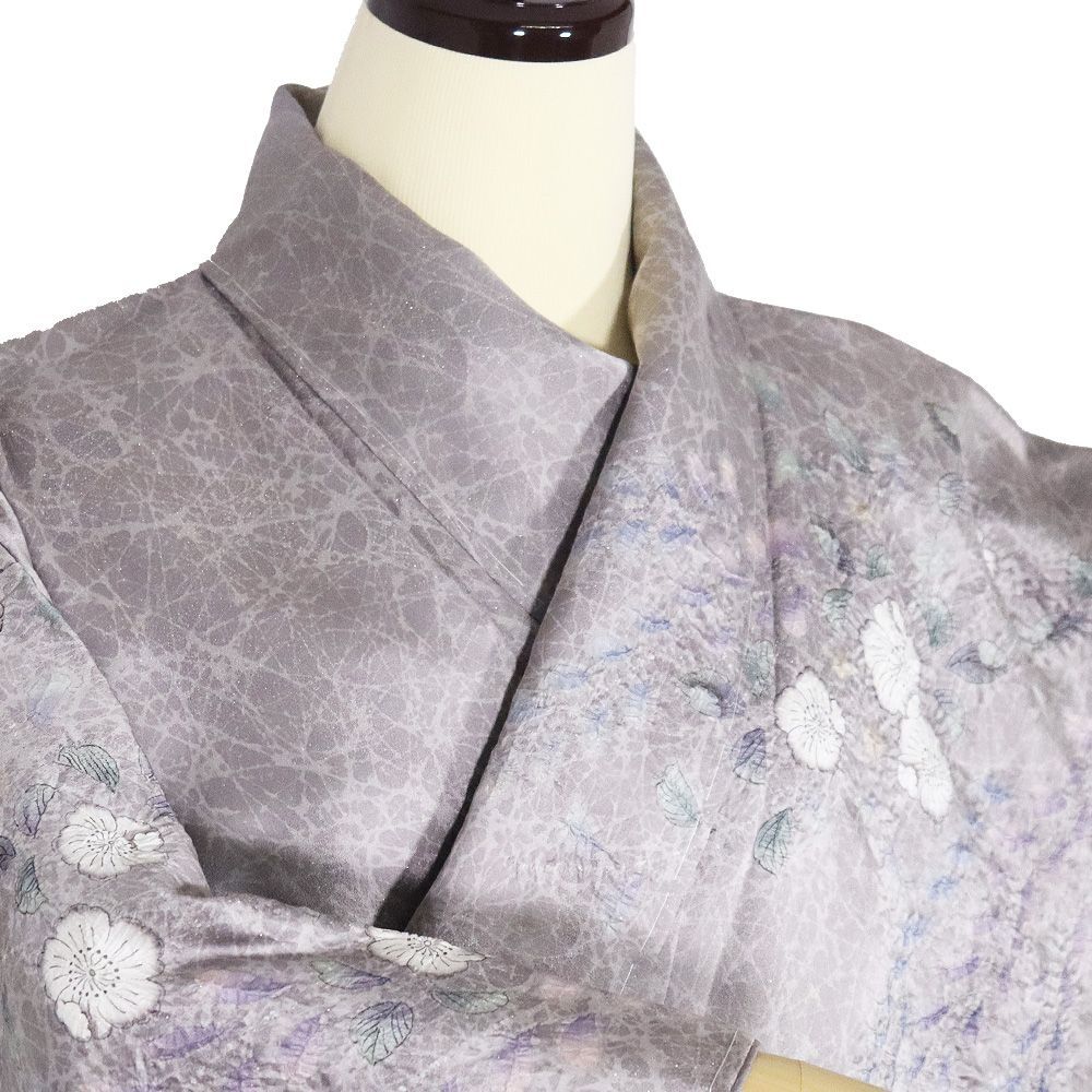 D493 訪問着　辻ヶ花　絞り　グレー　正絹　着物　袷　極美品 D493 訪問着 辻ヶ花 絞り グレー 正絹 着物 袷 極美品