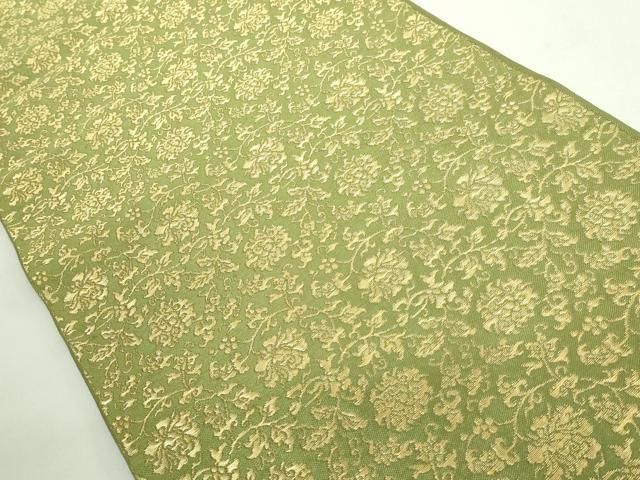 最 龍村平蔵製 六通柄 本袋帯 一重蔦中牡丹 金糸 kh 6