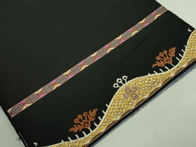 平和屋本店○最高級 龍村平蔵製 太鼓柄 本袋帯 天竺祭馬錦 黒地 金銀糸