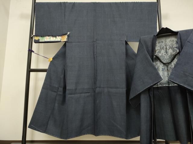 上 男性 本場結城紬 重要無形文化財 アンサンブル 小倉謹製 長羽織 100亀甲 総詰め 証紙付き kh 6