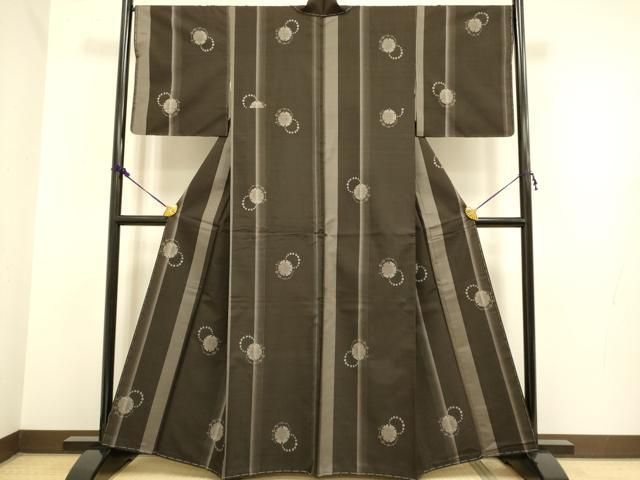 ＃ 上 本場大島紬 アンサンブル 道中着 ロング丈 セット 7マルキ 雪輪 間道 kh 6