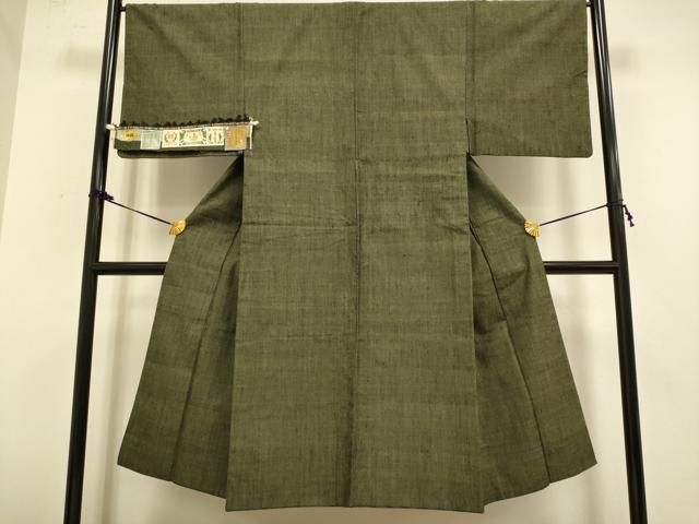 上 男性 本場結城紬 重要無形文化財 小倉謹製 アンサンブル 濃い媚茶色 証紙付き kh 6