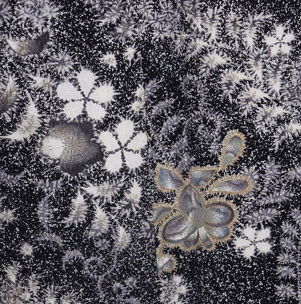  訪問着 袷 正絹 白 黒 辻が花 梅花 まきのり 15号 Sサイズ ki 31499 レディース シルク ギフト セミフォーマル 訪問着 付け下げ 着物