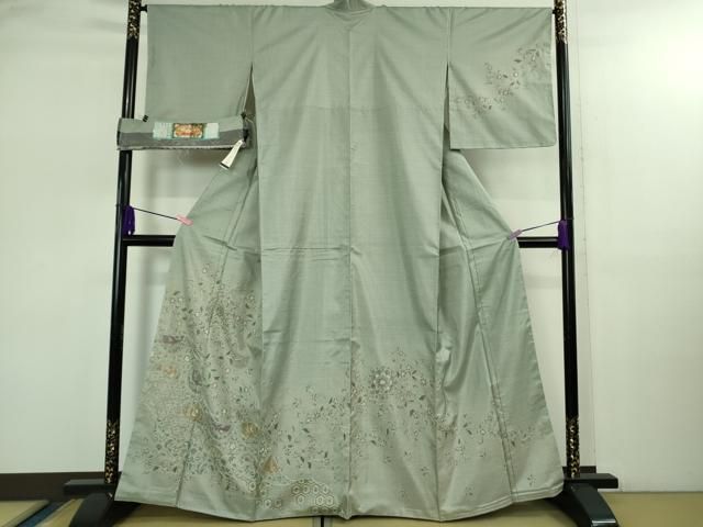 上 中国三大刺繍 スワトウ刺繍 本場大島紬 花唐草文 上代118万 たかし謹製 証紙付き kh 6