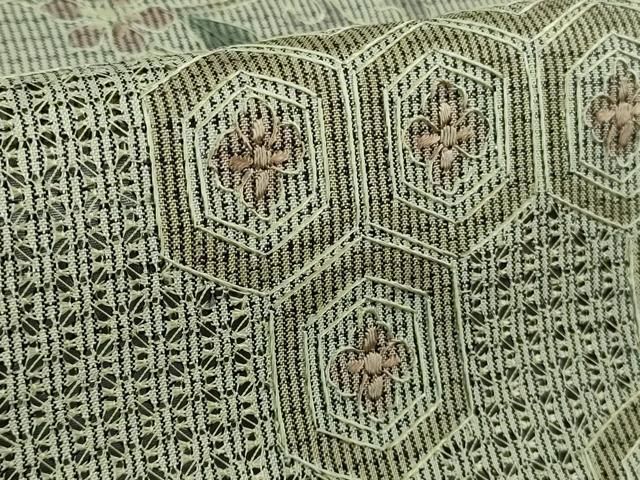 平和屋本店○極上 中国三大刺繍 スワトウ刺繍 本場大島紬 花唐草文