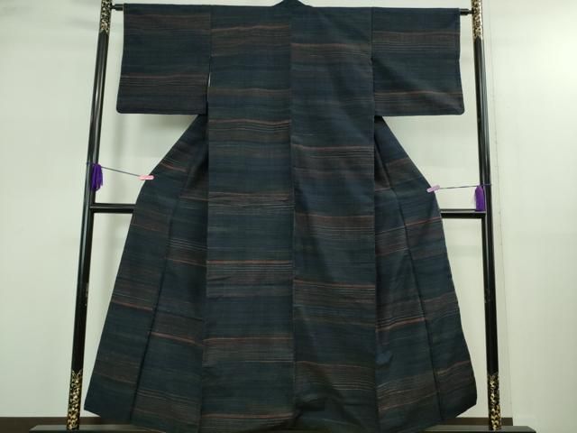 上 郡上紬 草木染 横縞 kh 6