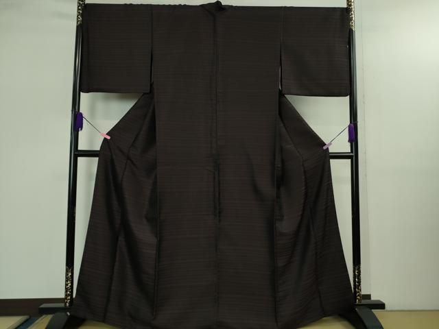 上 本場筑前博多織 緯献上 紬 筑前織物謹製 濃い似せ紫色地 kh 6