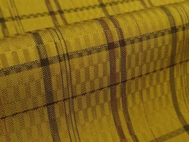  上 本場黄八丈 市松綾織 紬 格子 kh 6 紬 着物