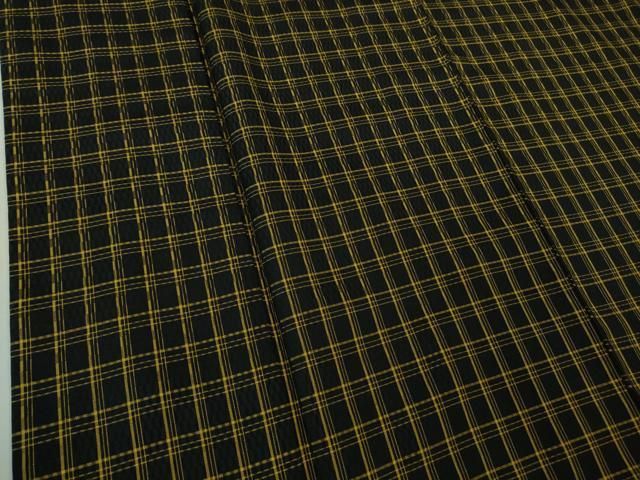 平和屋本店○極上 本場黄八丈 黒八丈 市松綾織 紬 格子 逸品