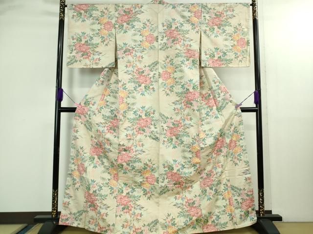 平和屋本店○極上 都喜ヱ門 本場大島紬 7マルキ 草花文 藤絹織物謹製