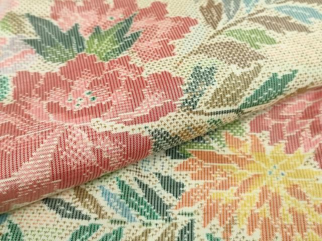 平和屋本店○極上 都喜ヱ門 本場大島紬 7マルキ 草花文 藤絹織物謹製