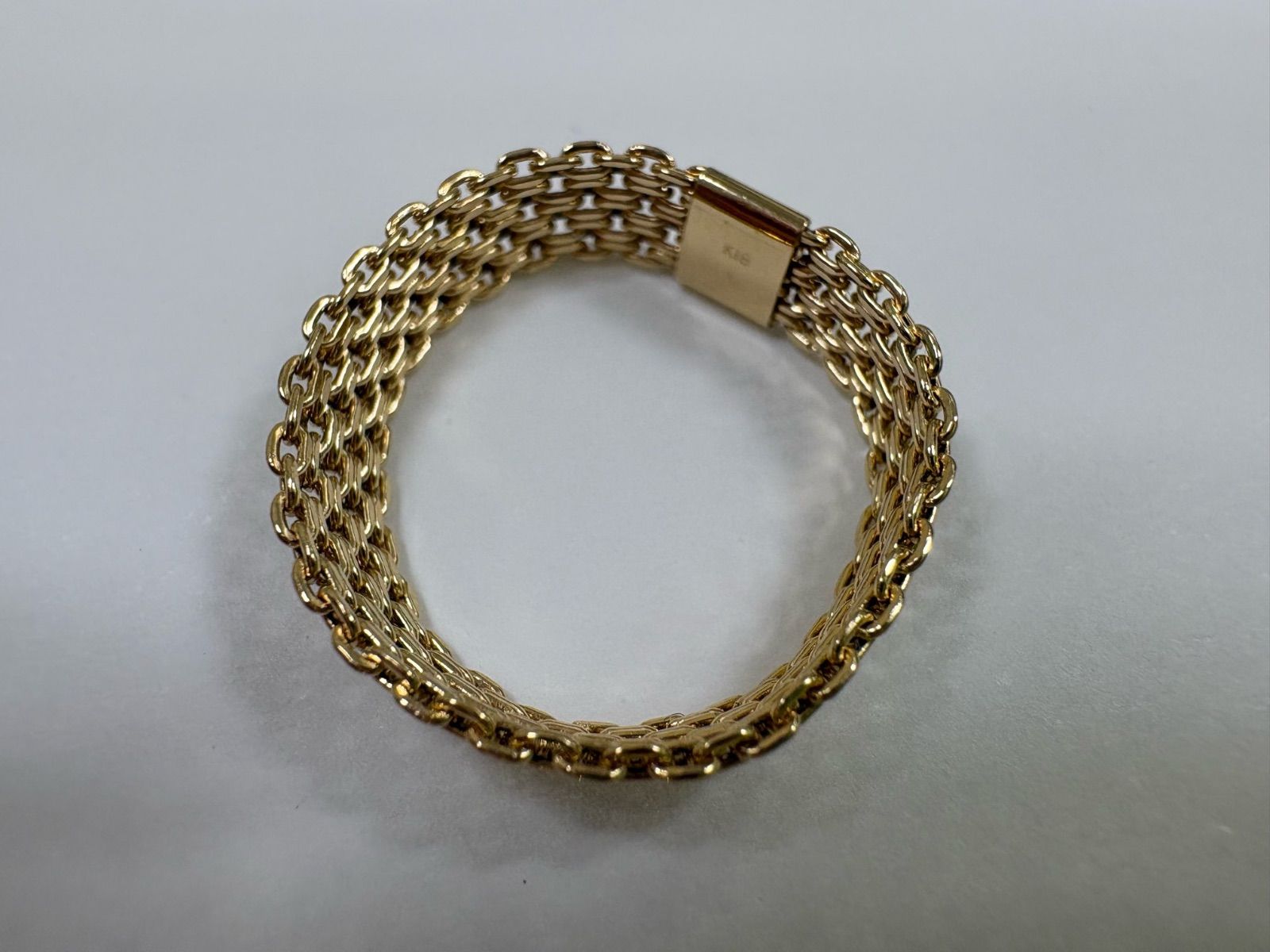 ノンブランドジュエリー メッシュチェーンリング K 18 YG 18イエローゴールド リング