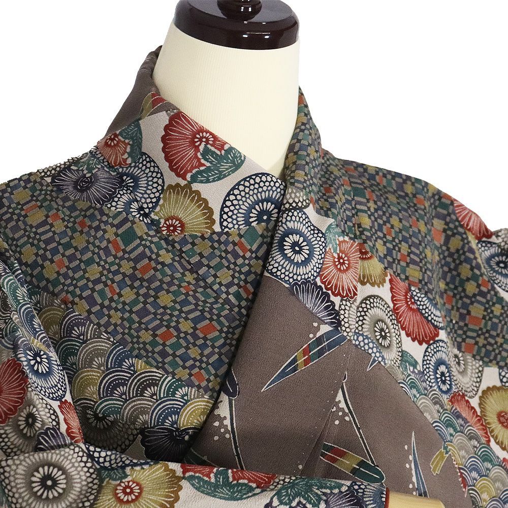 【逸品】●作家訪問着●縮緬●流水文様● 逸品】○作家訪問着○縮緬○流水文様○ 訪問着の自然文様