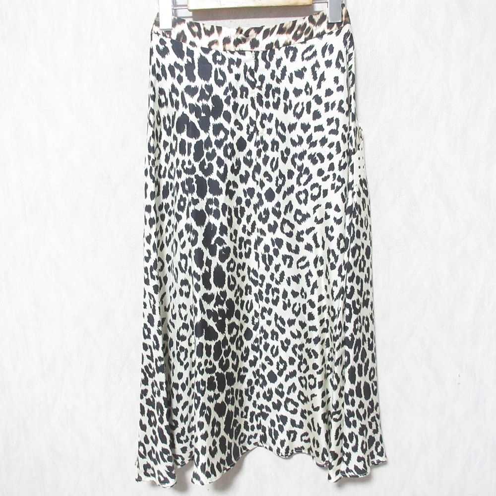 la prestic ouiston ラ プレスティック ウィストン シルク レオパードロングスカート 00 オフホワイト ブラック レディース 古着
