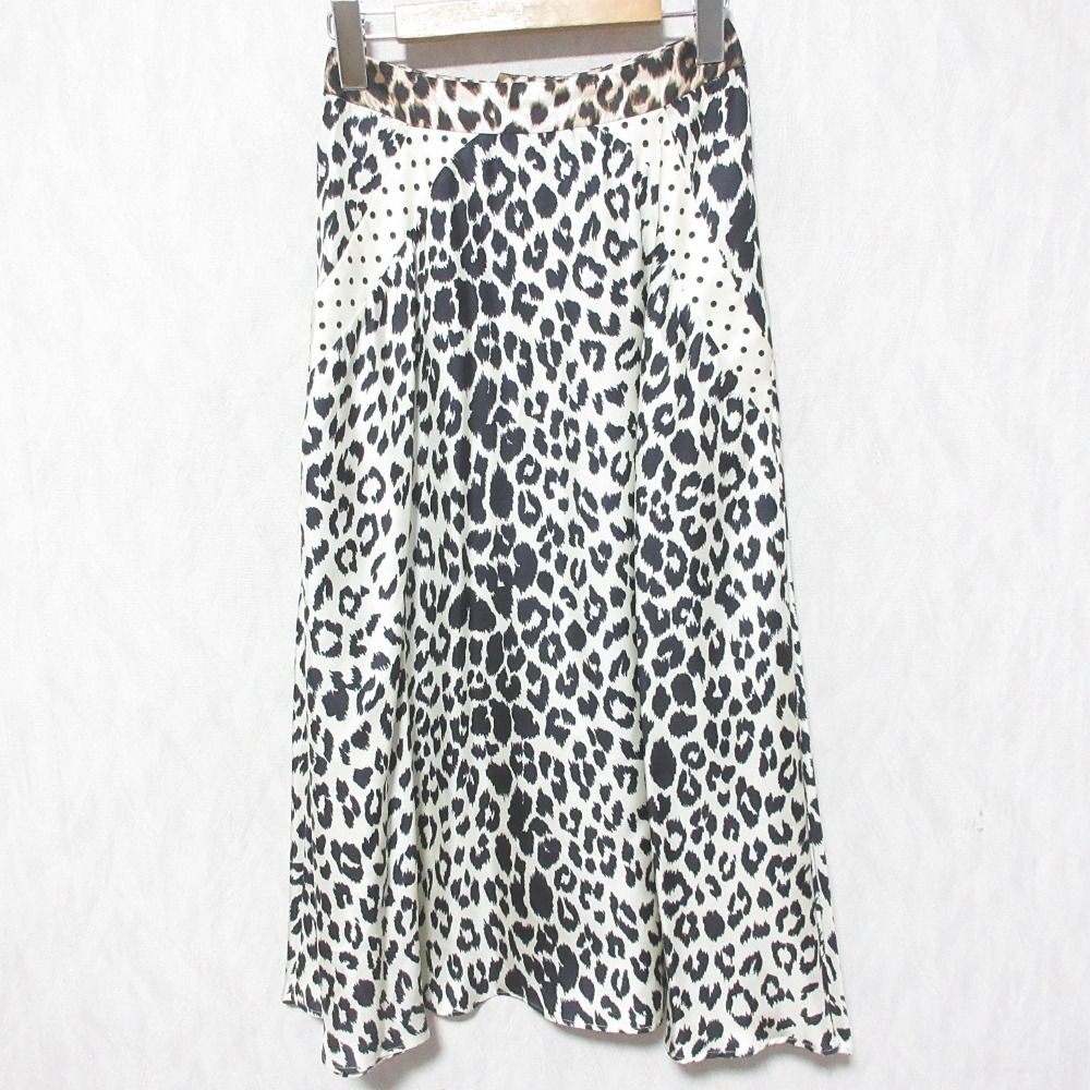 la prestic ouiston ラ プレスティック ウィストン シルク レオパードロングスカート 00 オフホワイト ブラック レディース 古着