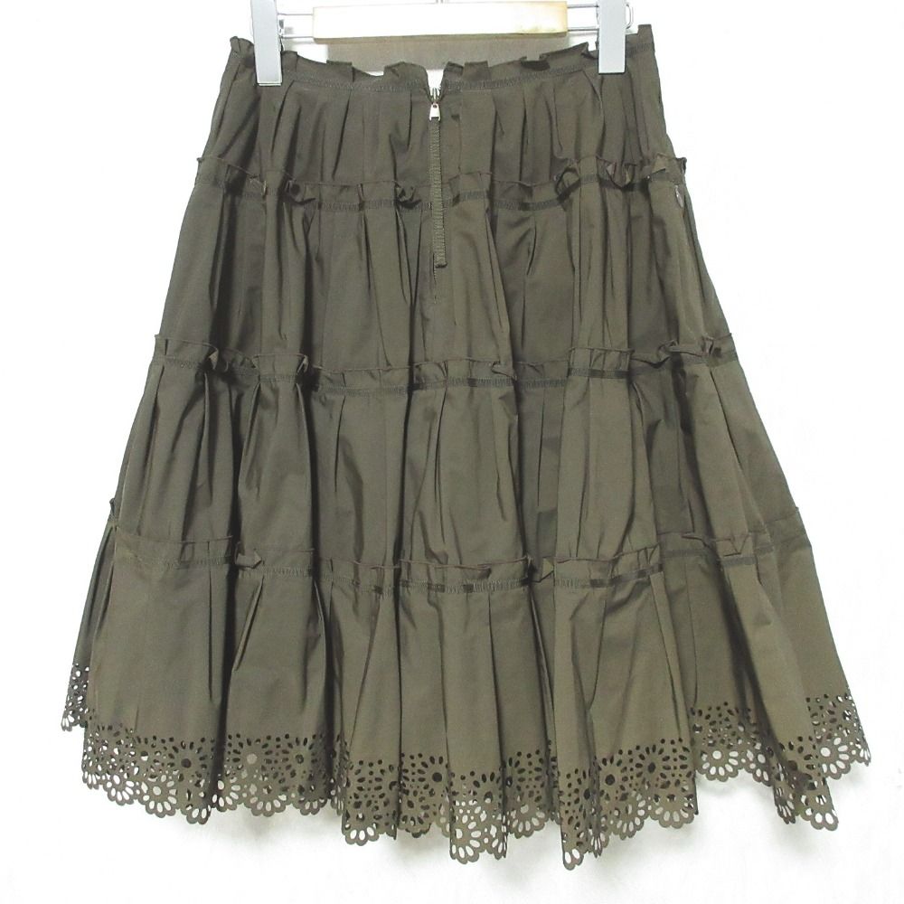 FOXEY フォクシーブティック カットワーク ティアードフ スカート 21200 サイズ40 ダークブラウン レディース 古着