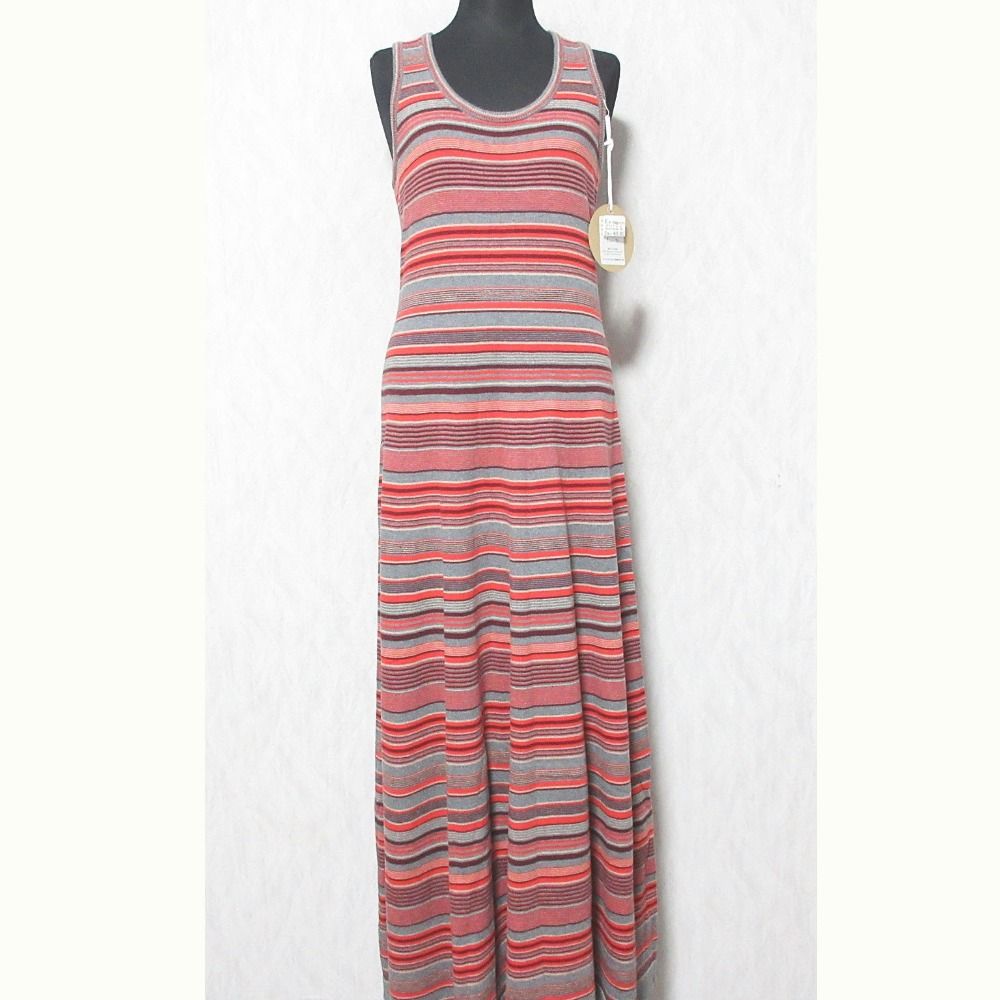 iliann loeb イリアンローブ カシミヤブレンド ノースリーブ ニットワンピース 163-132 オレンジ グレー レディース 古着