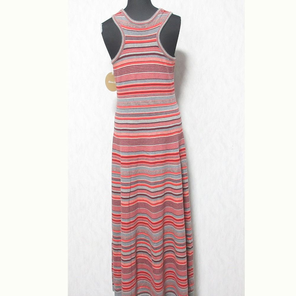 iliann loeb イリアンローブ カシミヤブレンド ノースリーブ ニットワンピース 163-132 オレンジ グレー レディース 古着