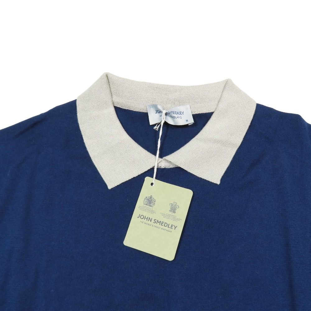ジョンスメドレー 半袖バイカラーコットンニットポロシャツ S 未使用 JOHN SMEDLEY ジョンスメドレー 日本別注 バイカラー ニット