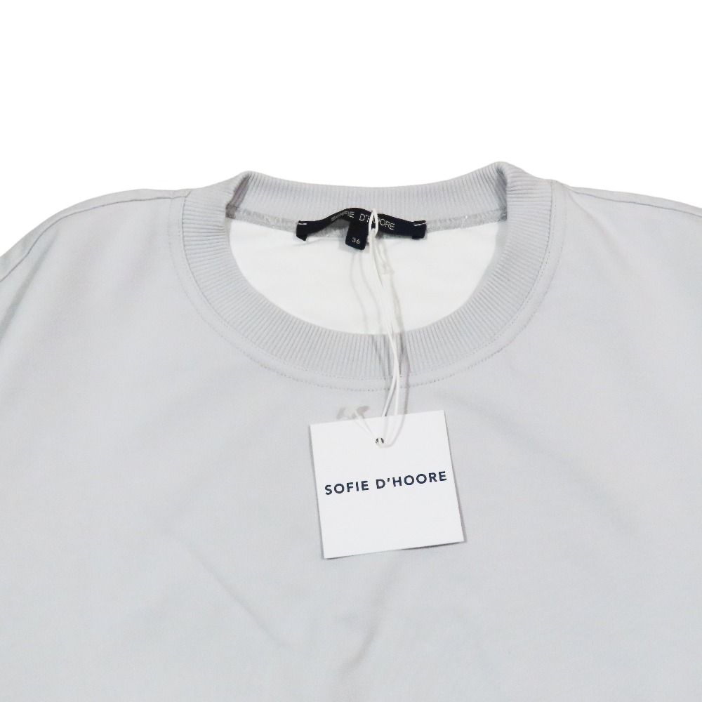 未使用 SOFIE D'HOORE ソフィードール TEO short slv Tee in double bicolor fleece カットソー 半袖 クルーネック 36 ライトグレー レディース 古着 中古 USED 未使用 SOFIE D'HOORE ソフィードール TEO short slv Tee in double