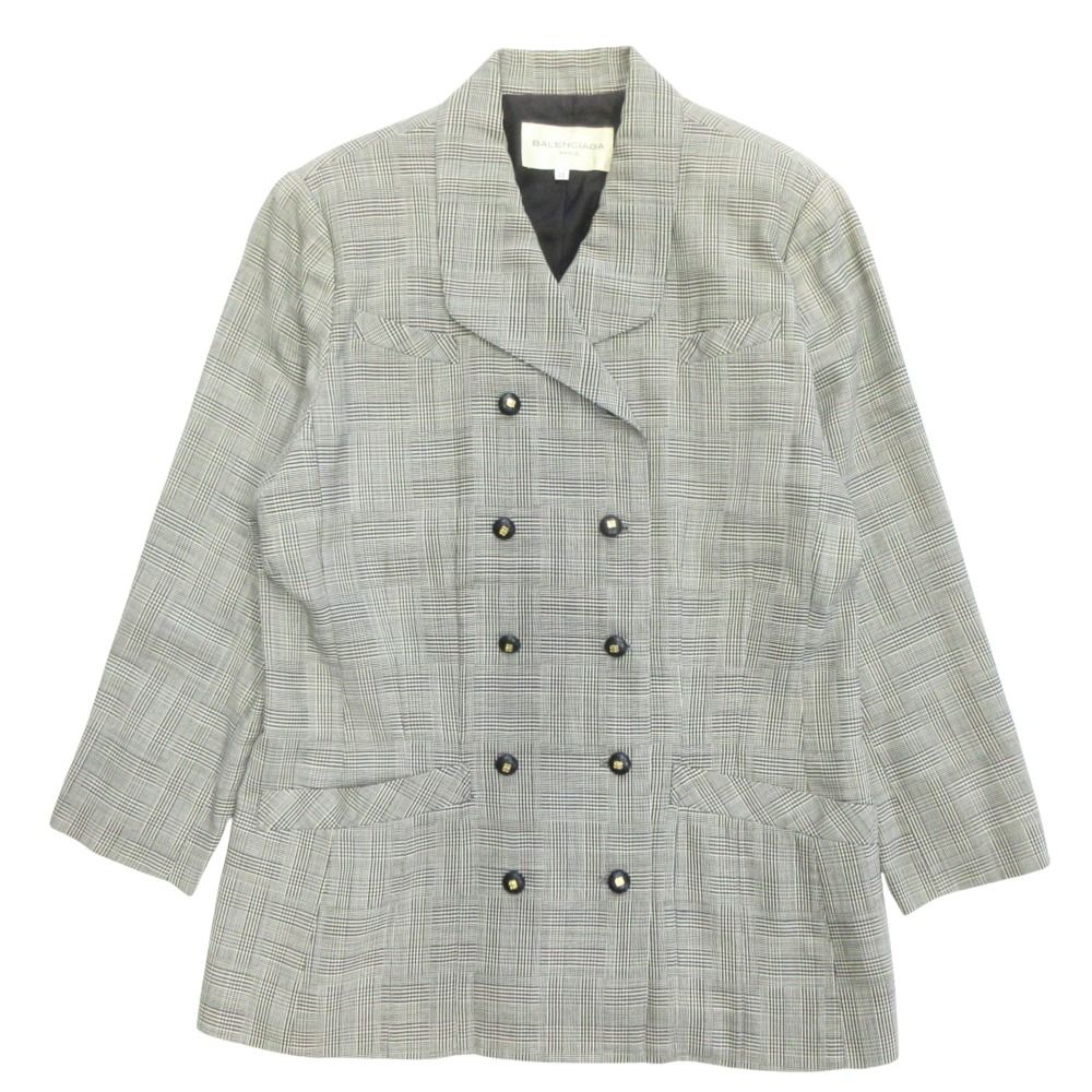 バレンシアガ セットアップ スーツ ジャケット スカート 千鳥柄 ヴィンテージ ビンテージ サイズ11 グレー レディース 古着