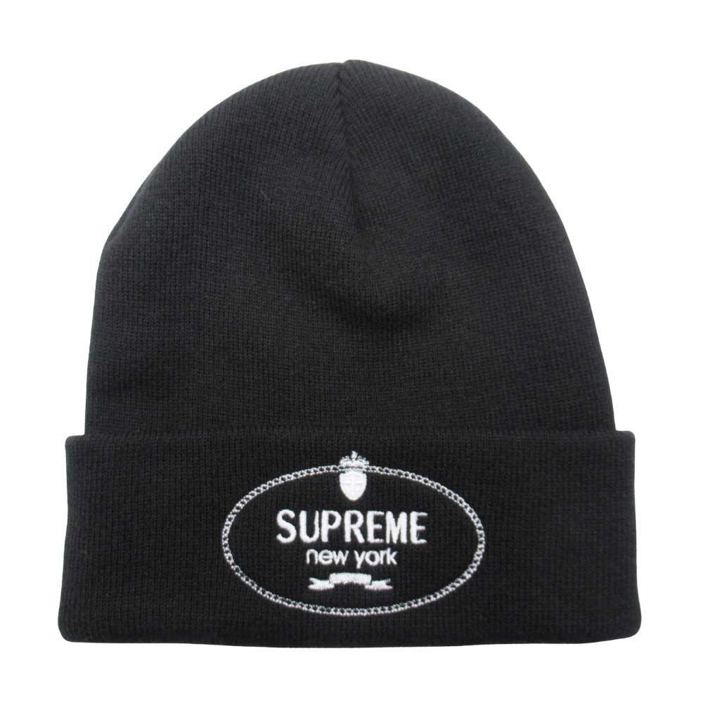 24 aw Supreme シュプリーム Crest Beanie クレストビーニー ニット帽 ワッチキャップ ロゴ刺繍 ONE SIZE 黒 ブラック メンズ レディース 古着