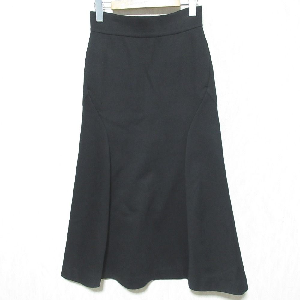 Mame Kurogouchi マメクロゴウチ Double Face Jersey Flared Skirt ロングスカート MM 21 PS JS 706 1 ブラック レディース 古着