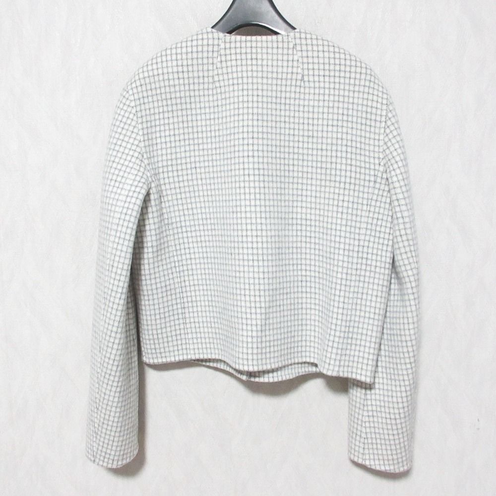 23 AW Theory セオリー PATTERN COAT PKT CROP JKT DF ウール ノー ジャケット 01-3304117 0 オフホワイト グレー レディース 古着