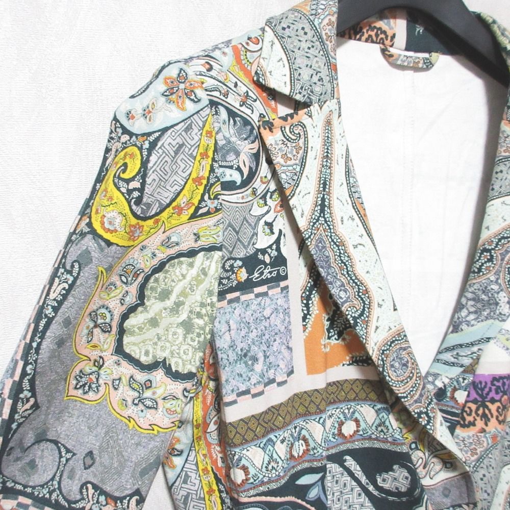 美品 ETRO エトロ ペイズリー ストレッチ テーラードジャケット 42