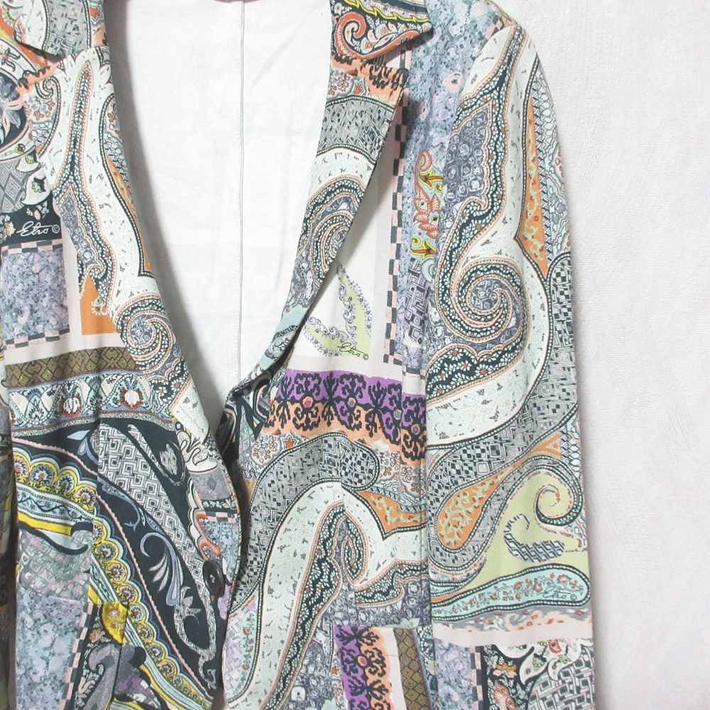 美品 ETRO エトロ ペイズリー ストレッチ テーラードジャケット 42