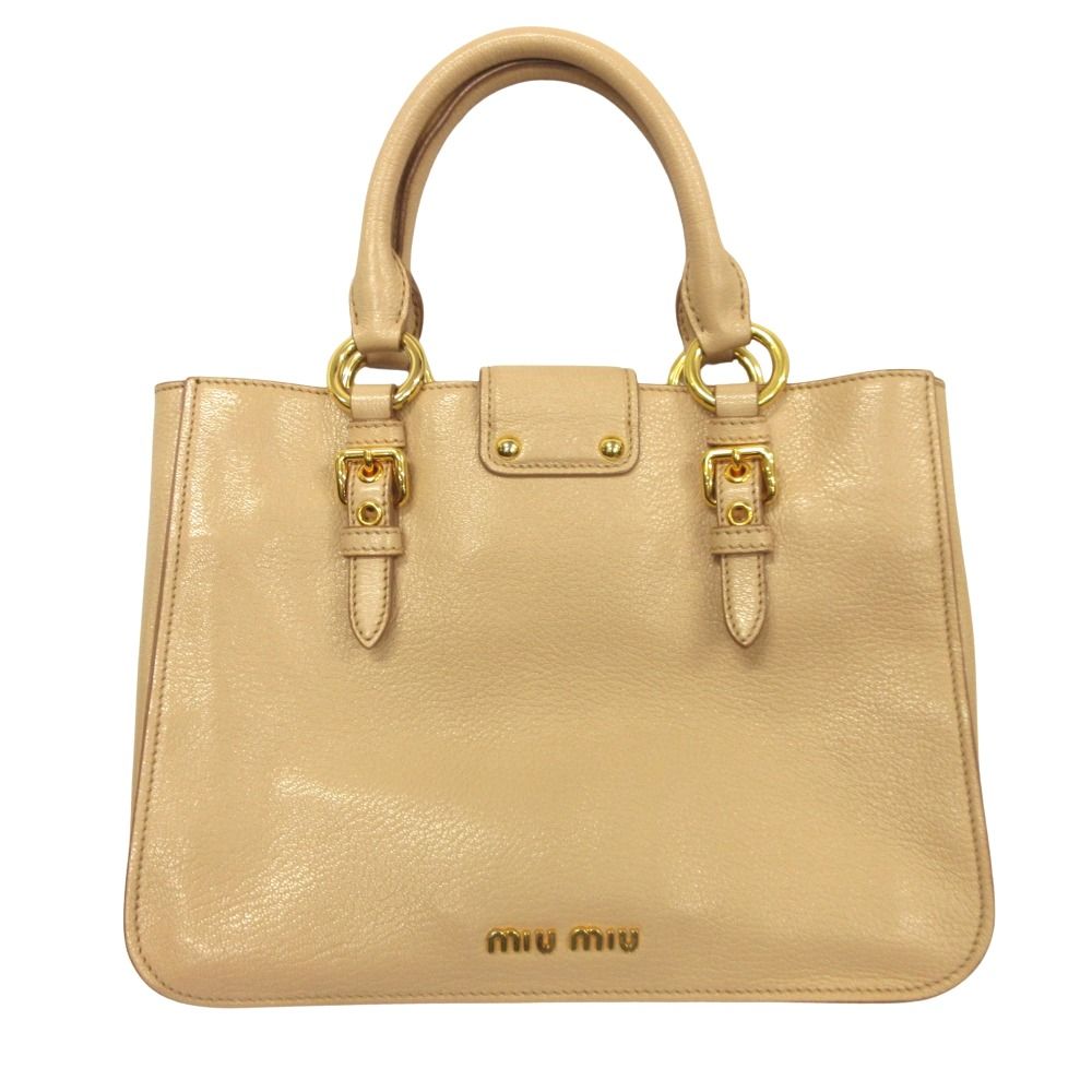 【美品】miumiu　マドラスバック2way miumiu ミュウミュウ マドラス ショルダーバッグ アイボリー／ベージュ