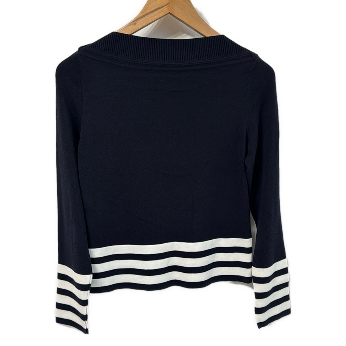 FOXEY フォクシー 長袖セーター サイズ38 M レディース - 42124 ダークネイビー×白 ボーダー