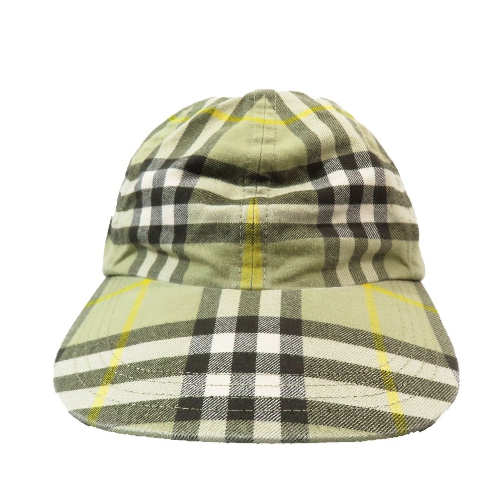 BURBERRY バーバリー ダニエル リー チェック ベースボール キャップ スナップボタン コットン 帽子 カーキ イエロー メンズ レディース 古着