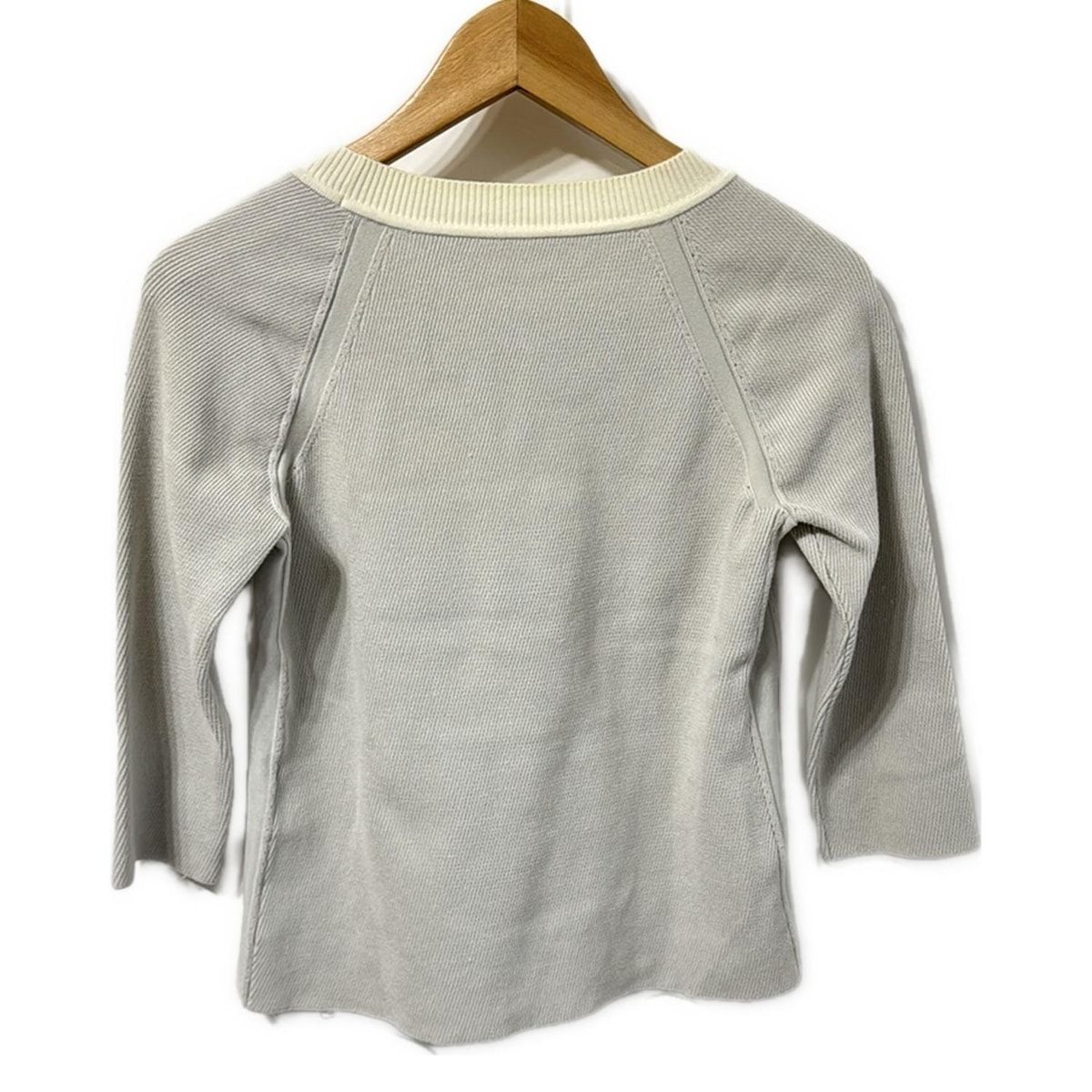 FOXEY フォクシー 長袖セーター サイズ38 M レディース - 39697 ライトグレー×アイボリー クルーネック