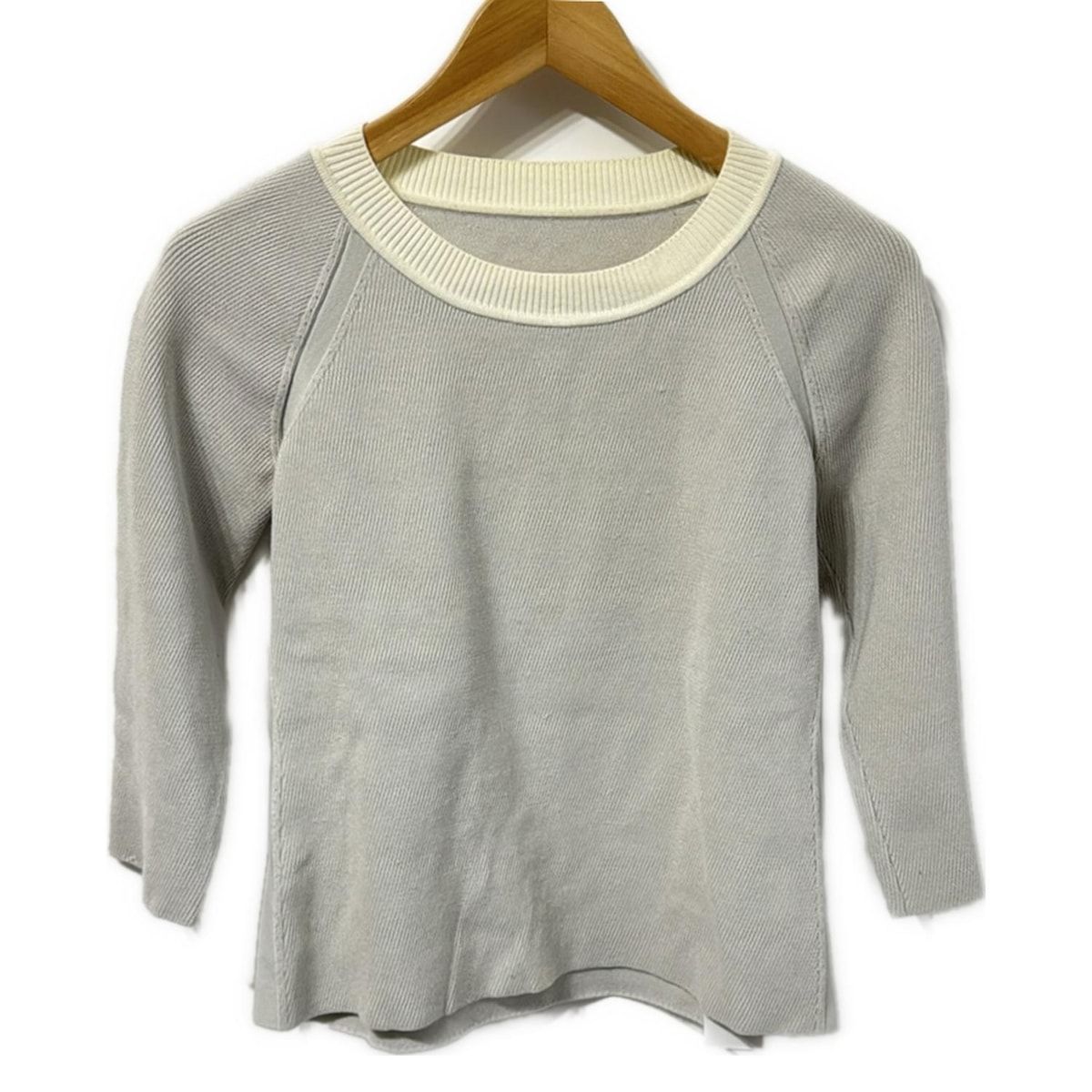 FOXEY フォクシー 長袖セーター サイズ38 M レディース 39697 ライトグレー アイボリー クルーネック