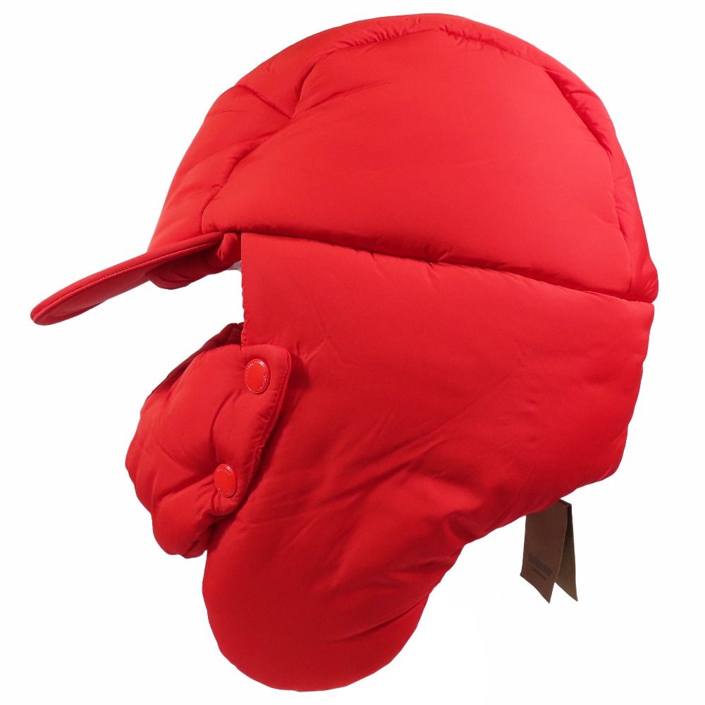  BURBERRY バーバリー Oversized Padded Nylon Cap ナイロン キャップ 帽子 オーバーサイズ 中綿 ロゴ刺繍 防寒 赤 レッド メンズ レディース 古着 その他 キャップ