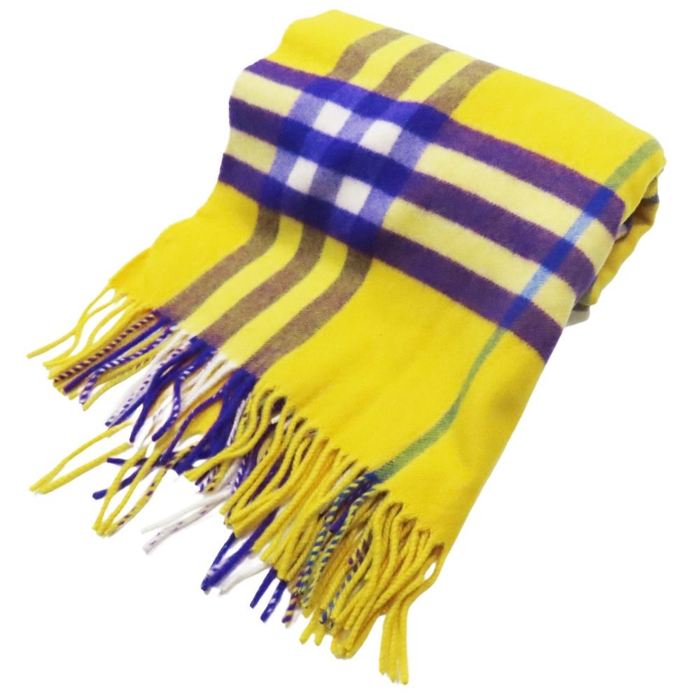 美品 Burberrys バーバリー イエローチェック　マフラー ウール 美品 Burberrys バーバリー イエローチェック マフラー ウール