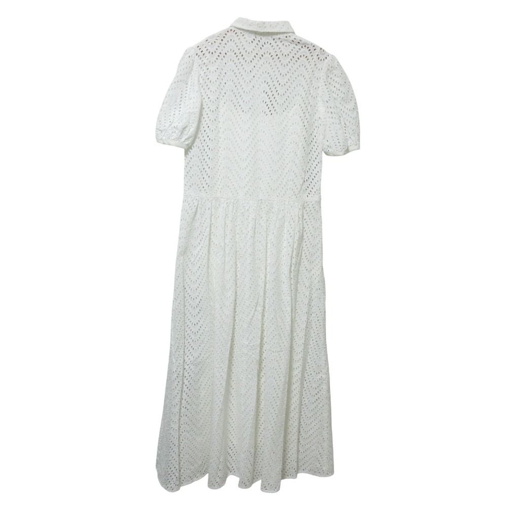 BORDERS at BALCONY ボーダーズアットバルコニー 半袖 ロング レースワンピース BD 2111-3 E-23 38 ホワイト レディース 古着