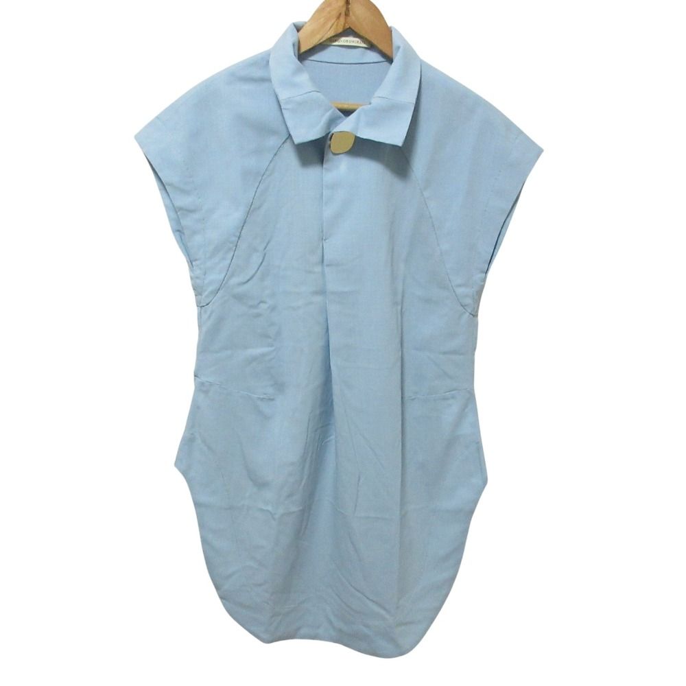 クリーニング済 ハルノブムラタ LIMA ノースリーブ サマーウールシャツ チュニック 36 ブルー レディース 古着
