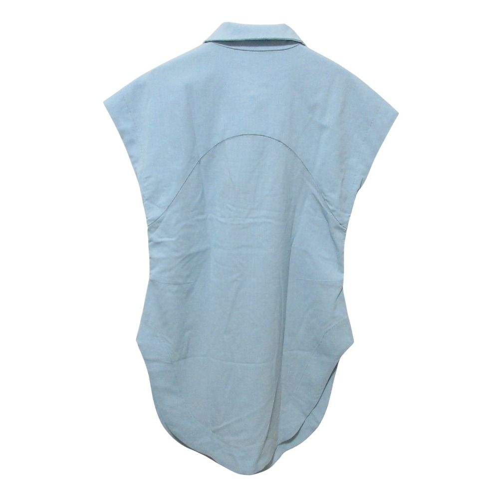 クリーニング済 ハルノブムラタ LIMA ノースリーブ サマーウールシャツ チュニック 36 ブルー レディース 古着