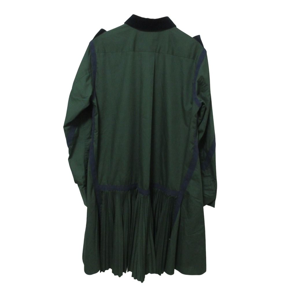 美品 クリーニング済 sacai サカイ プリーツ切替 長袖 膝丈 シャツ