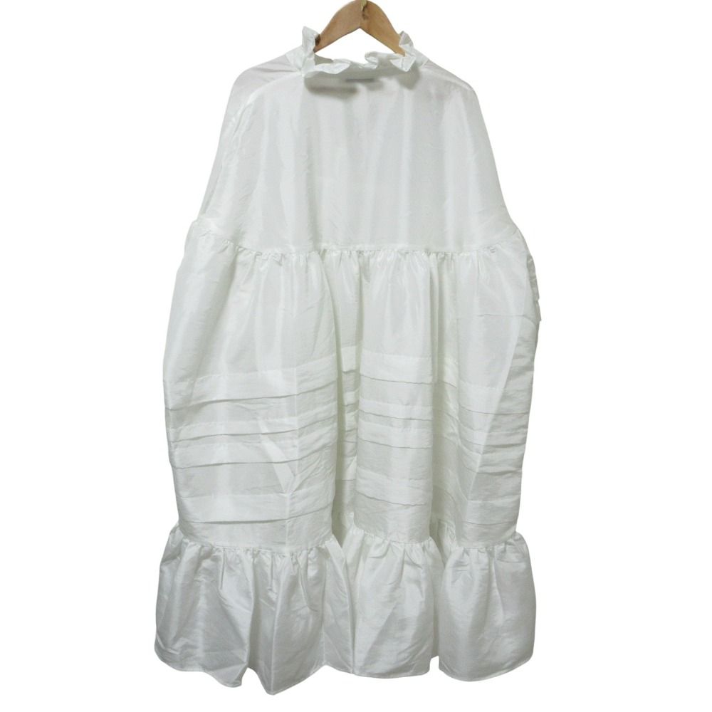 クリーニング済 Cecilie Bahnsen セシリーバンセン MACY フリル ティアード 長袖 ロング ワンピース 10 ホワイト レディース 古着