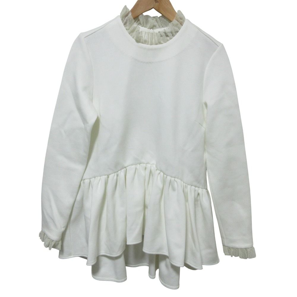 22 AW TSURU By MARIKO OIKAWA ツルバイマリコオイカワ Queenie ペプラム ブラウス 長袖カットソー BL-2229240 F ホワイト レディース 古着